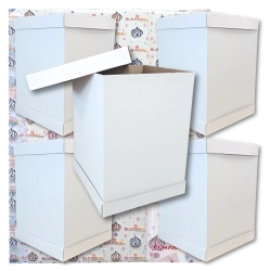 Pudełko na ciasto opakowanie karton na tort piętrowy chrzest wesele biały wysoki 41x 41x 45 zestaw 5 sztuk