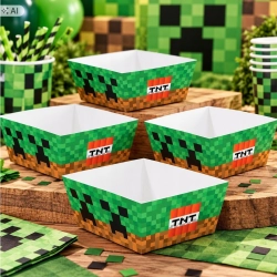 Pudełka na popcorn chipsy przekąski 4 sztuki piksele tnt gra ozdoby na stół dekoracje urodzinowe