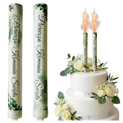 Raca na tort 2 sztuki fontanna tortowa napis Pierwsza Komunia Święta dekoracje komunijne