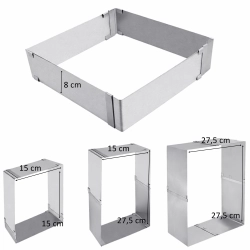 Rant do tortu rant cukierniczy regulowany do pieczenia biszkoptu kwadrat podziałka 8cm