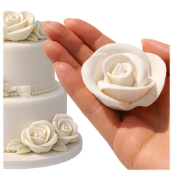 Kwiaty na tort róża cukrowa 1 sztuka kwiat biały dekoracje urodzinowe wesele