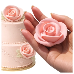 Kwiaty na tort róża cukrowa 1 sztuka różowa kwiat dekoracje urodzinowe wesele