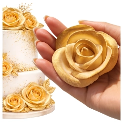 Kwiaty na tort róża cukrowa 1 sztuka złota perłowa dekoracje urodzinowe