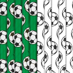 Słomki rurki papierowe piłka nożna sport dekoracje urodzinowe 10 sztuk