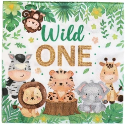 Serwetki papierowe 20 sztuk zwierzęta safari zoo urodziny na roczek baby shower ozdoby na stół