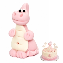Figurka cukrowa dekoracja na tort smok różowy ozdoby na tort urodziny