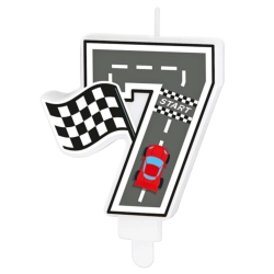 Świeczki na tort cyfra 7 świeczka wyścigi auta wyścigówki dekoracje urodzinowe