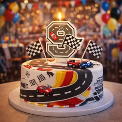 Świeczki na tort cyfra 9 świeczka wyścigi auta wyścigówki dekoracje urodzinowe
