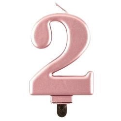 Świeczka urodzinowa cyfra 2 ROSE GOLD