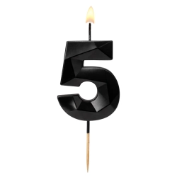 Świeczki ozdoby na tort cyfra 5 świeczka czarna diament dekoracje urodzinowe