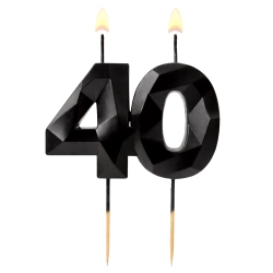 Świeczki ozdoby na tort cyfra 40 świeczka czarna diament dekoracje urodzinowe