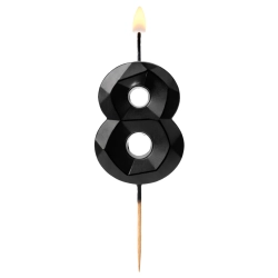Świeczki ozdoby na tort cyfra 8 świeczka czarna diament dekoracje urodzinowe