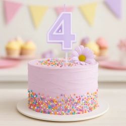 Świeczka na tort fioletowa cyfra 4 świeczki urodzinowe ozdobne 1 sztuka