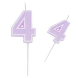 Świeczka na tort fioletowa cyfra 4 świeczki urodzinowe ozdobne 1 sztuka