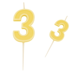 Świeczka na tort żółta cyfra 3 świeczki urodzinowe ozdobne 1 sztuka