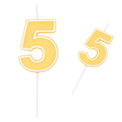 Świeczka na tort żółta cyfra 5 świeczki urodzinowe ozdobne 1 sztuka