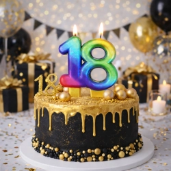 Świeczki ozdoby na tort cyfra 18 świeczka metaliczna kolorowa urodziny