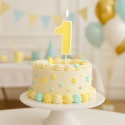 Świeczka na tort żółta cyfra 1 świeczki urodzinowe ozdobne roczek 1 sztuka
