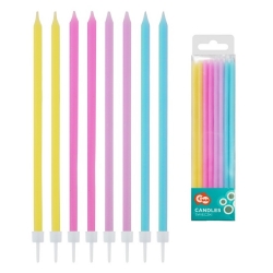 Świeczki urodzinowe długie kolorowe pastelowe 16x