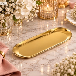 Taca do serwowania przekąsek 26x10cm półmisek owalny metalowy złoty