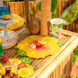 Talerzyki papierowe 6 sztuk tropikalne kwiaty aloha ozdoby na stół dekoracje urodzinowe