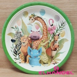 Talerzyki papierowe 10 sztuk zwierzęta zoo safari dekoracje urodzinowe zestaw