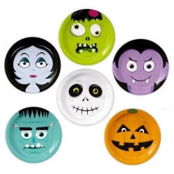 Talerzyki papierowe halloween dekoracje ozdoby na stół kolorowe mix 6 szt