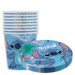 Talerzyki kubeczki papierowe jednorazowe Stitch Angel 16sztuk