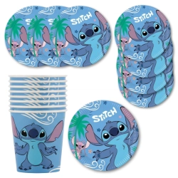 Talerzyki kubeczki papierowe jednorazowe Stitch Angel 16sztuk