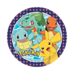 Talerzyki kolorowe jednorazowe Pokemon 8 szt