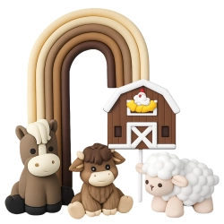 Topper na tort figurki 5 sztuk zwierzęta farma tęcza dekoracje urodzinowe ozdoby