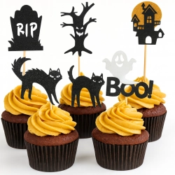 Topper piker na tort babeczki halloween duszek kot rip 5szt