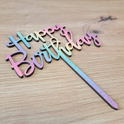 Topper na tort napis happy birthday urodziny kolorowy brokatowy ozdoby na tort