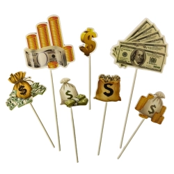 Topper na tort dolar piker na babeczki banknoty monety kasa na urodziny 7el