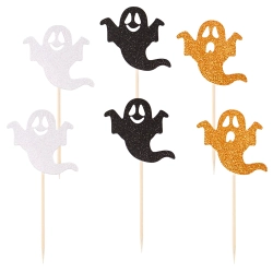 Topper na tort pikery na babeczki 6 sztuk duszek śmieszne miny dekoracje halloween