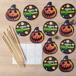 Topper na tort pikery na babeczki 12 sztuk dynia nietoperz dekoracje halloween