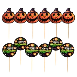 Topper na tort pikery na babeczki 12 sztuk dynia nietoperz dekoracje halloween