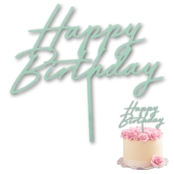 Topper ozdoby na tort napis Happy Birthday zielony dekoracje urodzinowe 1szt