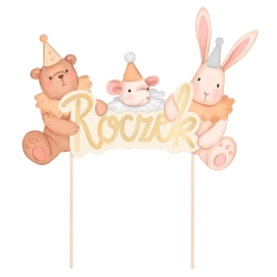 Topper na tort dekoracje urodzinowe napis roczek miś myszka królik