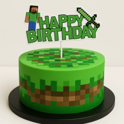 Topper na tort babeczki piksele game happy birthday tnt 7szt