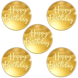Topper na tort bok tortu 5 sztuk Happy Birthday złoty lustrzany ozdoby dekoracje urodzinowe