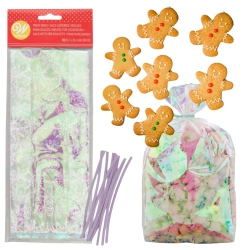 Torebki foliowe na słodycze cukierki świąteczne gwiazdki opalizujące pierniczki ciasteczka 10szt