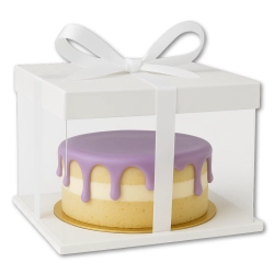 Opakowanie pudełko karton na tort ciasto chrzest wesele z okienkiem z wstążką 25x25x15cm 1szt
