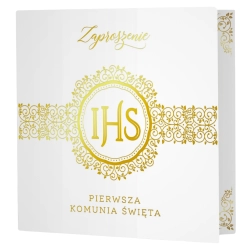 Zaproszenia na komunię 10 sztuk IHS napis Pierwsza Komunia Święta
