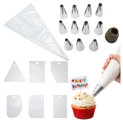 Tylki cukiernicze do kremu 19 sztuk ozdoby na tort adapter szpatułki rękaw cukierniczy