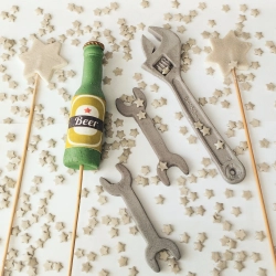 Figurki na tort topper gwiazdki piwo narzędzia cukrowe dekoracje urodzinowe posypka