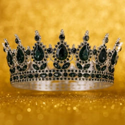 Korona na tort ozdoba dla księżniczki dekoracje na tort srebrna z czarnymi kryształkami