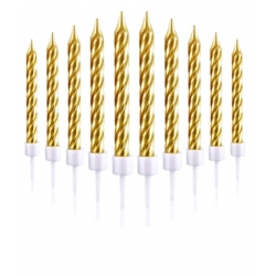 Świeczki urodzinowe świderki ZŁOTE 10 szt