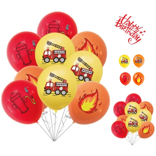 BALONY dekoracje urodzinowe ZESTAW BALONÓW lateksowych straż 9 szt