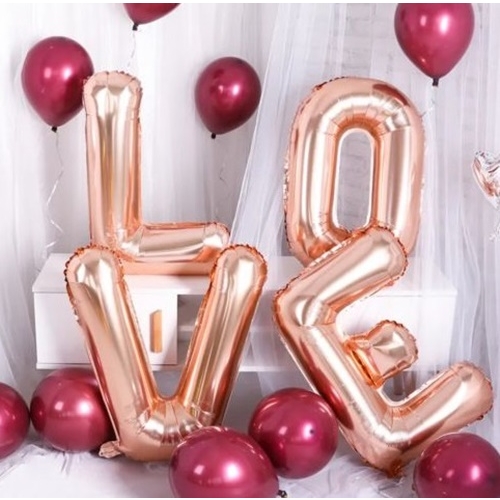 Napis balonowy love miłość zestaw balonów rose gold walentynki panieński balon
